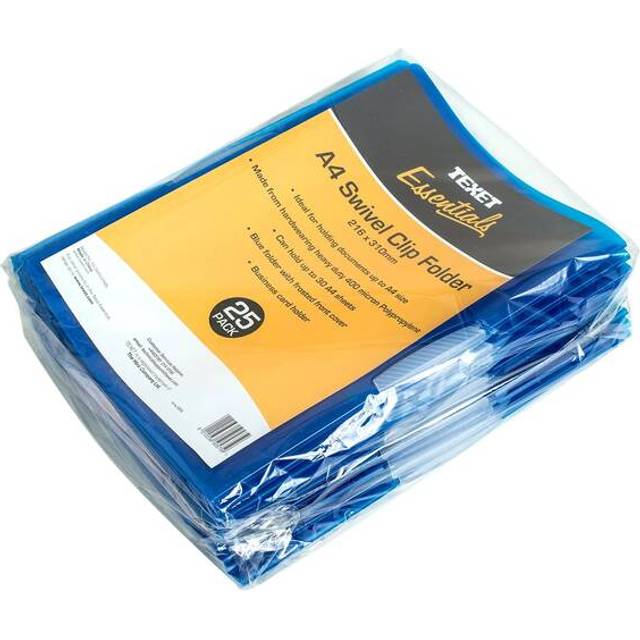 Texet Essentials A4 Swivel Clip Folders Blue Pack of 25 Folders
