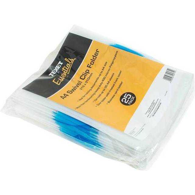 Texet Essentials A4 Swivel Clip Folders White Pack of 25 Folders