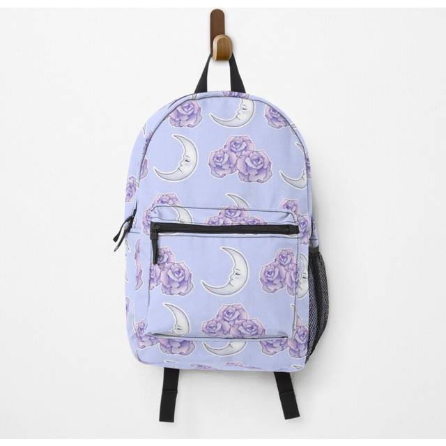 "Backpack Moons and blue roses School Bag Travel 15"""