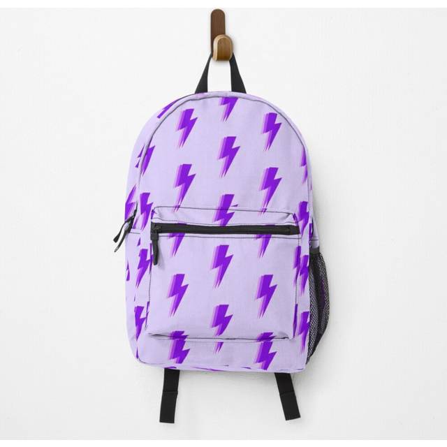 "Backpack 3 purple lightning bolt School Bag Travel 15"""