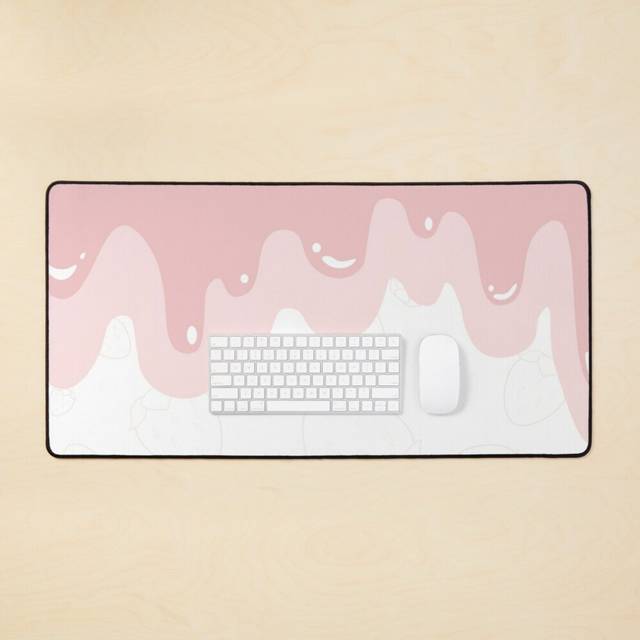 Desk Mat Strawberry Meow Milk Drip Large Gaming Mouse Pad 35x16 inch