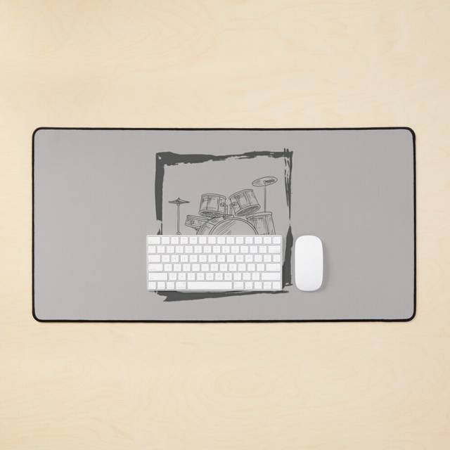 Desk Mat Drum Shirt: Simple Artistic Idea  Large Gaming Mouse Pad 35x16 inch