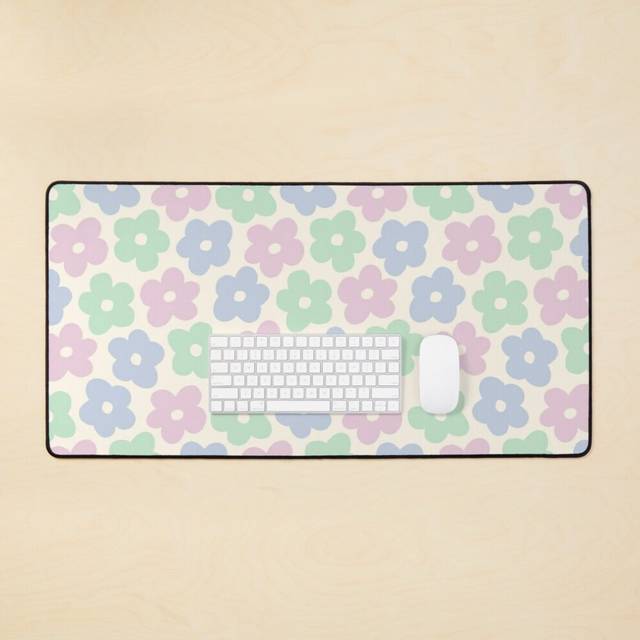 Desk Mat Danish pastel flowers pattern Large Gaming Mouse Pad 35x16 inch