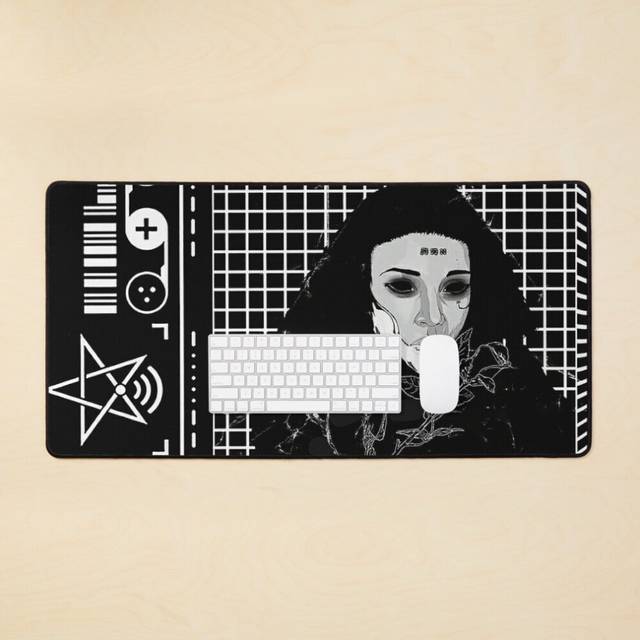 Desk Mat Gothic Cyberpunk Vaporwave Urban Style Large Gaming Mouse Pad 35x16 inch