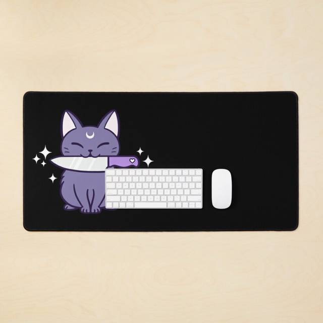 Desk Mat Knife Kitten Black Nikury Large Gaming Mouse Pad 35x16 inch