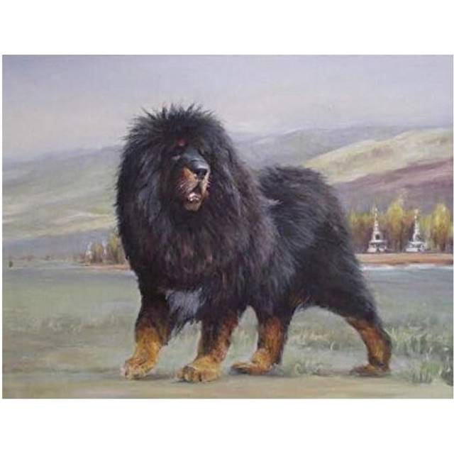 5D Diamond Painting Kit for Adults Kids Tibetan Mastiff Black Dog Full Drill Diamond Painting Kit Home Wall Decoration Birthday Gifts 40*50CM