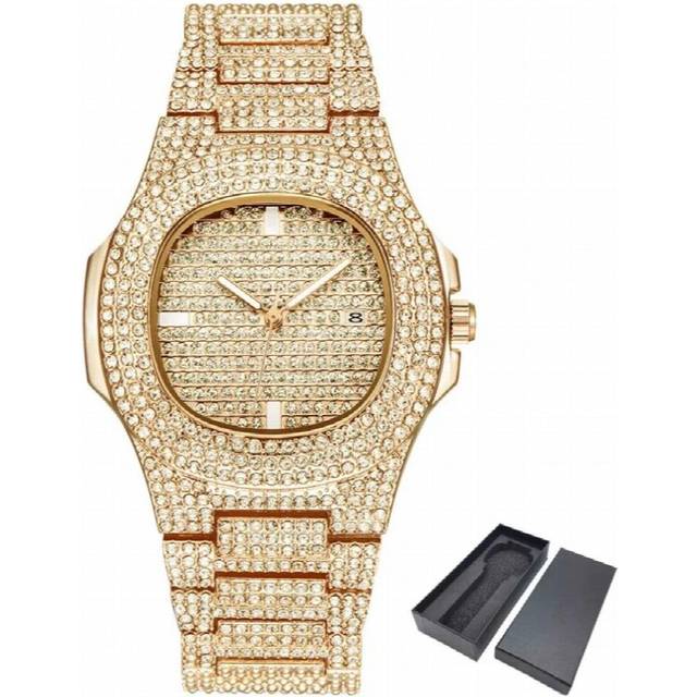 ICE-Out Bling Diamond Watch Men Hip Hop iced out watch Men Quartz Watches Stainless Steel relogio - Brown