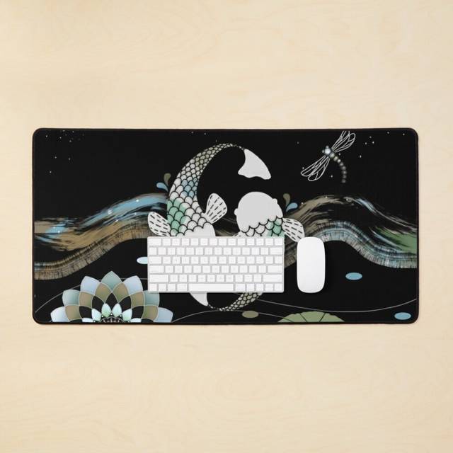 Desk Mat Lucky Koi Mandala Large Gaming Mouse Pad 35x16 inch