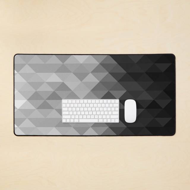 Desk Mat Grayscale triangle geometric squares pattern Large Gaming Mouse Pad 35x16 inch