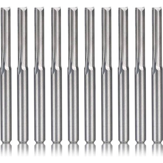 10Pcs 2 Flute Cnc Router Bits 3.175Mm Straight Slot Tungsten Steel Milling Cutter For Wood Mdf Plastic