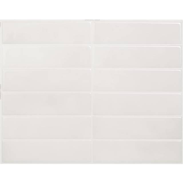 "SMART TILES Peel and Stick Wall Tiles - 5 Sheets of 11.43"""""""" x 9"""""""" Adhesive Backsplash Tiles for Kitchens  Bathrooms (Essaouira White  Pack of 5)"