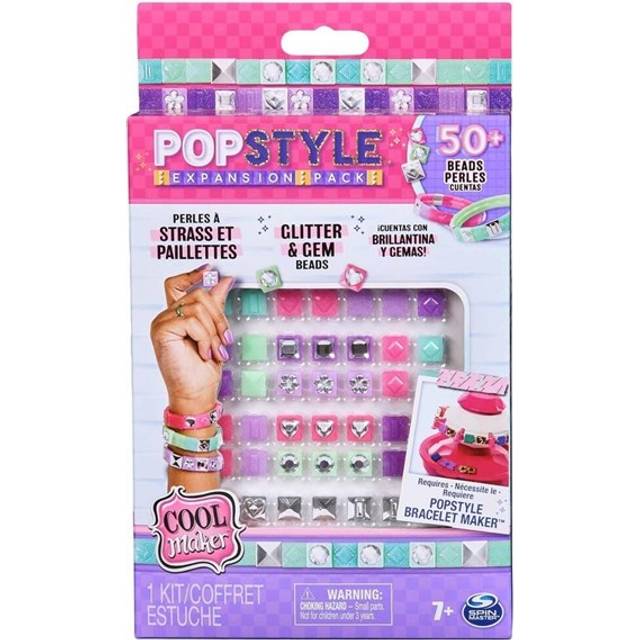 PopStyle Bracelet Maker Expansion Pack, 50+ Gem Beads, 3 Friendship Bracelets, Bracelet-Making Kit, DIY Arts & Crafts Kids' Toys for Girls