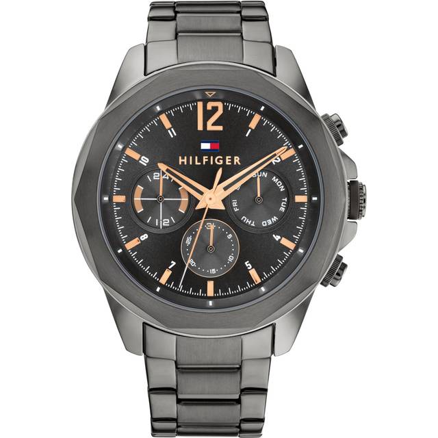 Tommy Hilfiger Analog multifunktionskvarts klocka för män med grått rostfritt stålarmband - 1792061