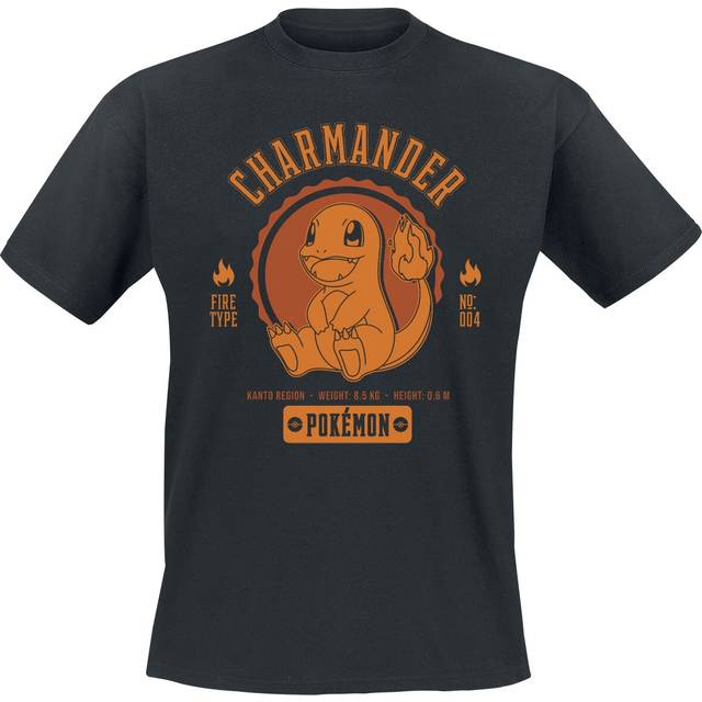 Pokémon - Collegiate Charmander - T-Shirt - black - L - 100% Cotton,Jersey