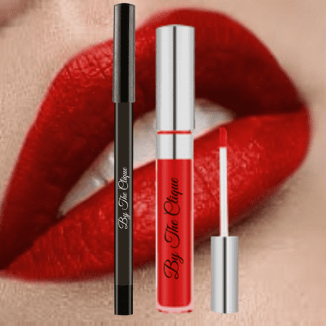 By The Clique Premium Red Matte Lip Kit | Long Lasting Liquid Lipstick and Liner Set | Red Carpet Ready
