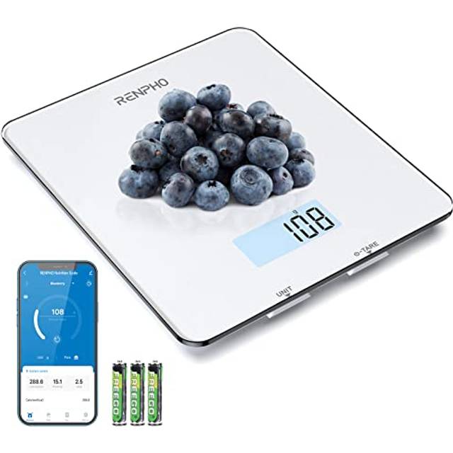 RENPHO Electronic Digital Kitchen Scales with Tare Function, Food Weighing Cooking Scale for Baking and Calorie Counting, Tempered Glass Platform