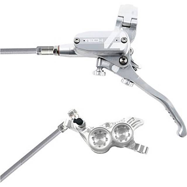 Hope Technology Tech 4 V4 Hydraulic Disc Brake - Silver / SilverRear Left HandBraided