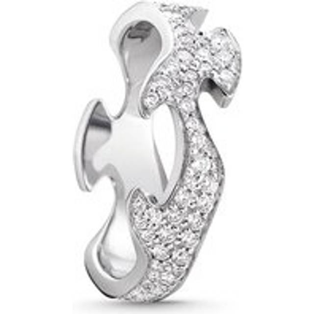 Georg Jensen Fusion 18ct White Gold Diamond Pave Centre Ring - 57