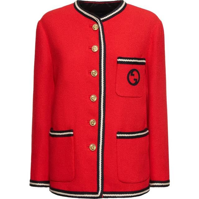 Gucci GG embroidered wool-blend tweed jacket