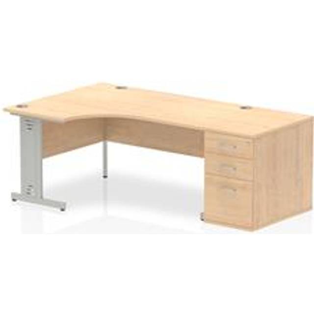 Impulse 1600 Left Crescent Desk Maple Cable Managed + Desk High Ped
