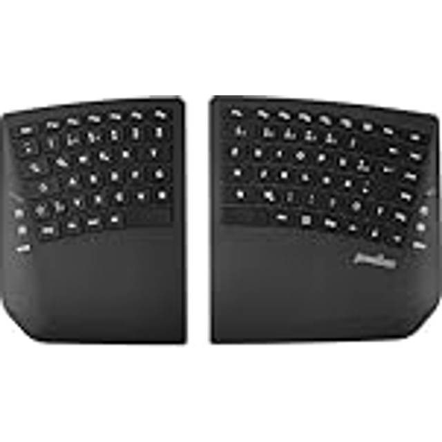 Perixx PERIBOARD-624B trådlöst ergonomiskt tangentbord, delad design, TKL, justerbar lutning, QWERTZ layout, svart