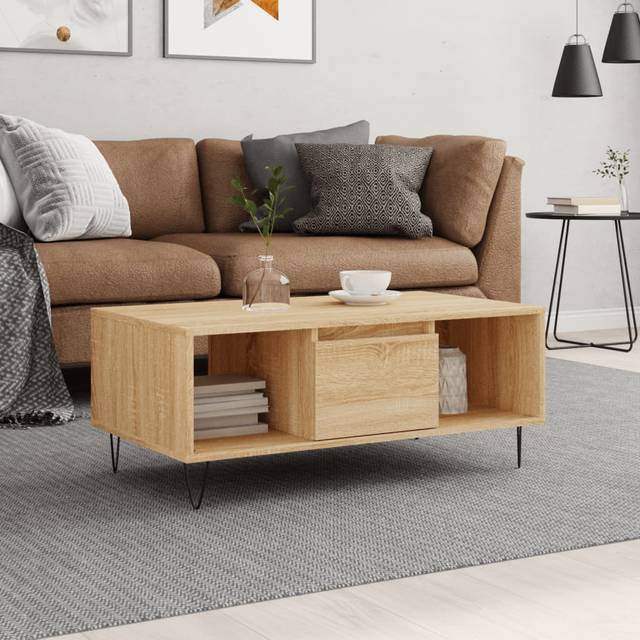 vidaXL Coffee Table Sonoma Oak 90x50x36.5 cm Engineered Wood - Brown