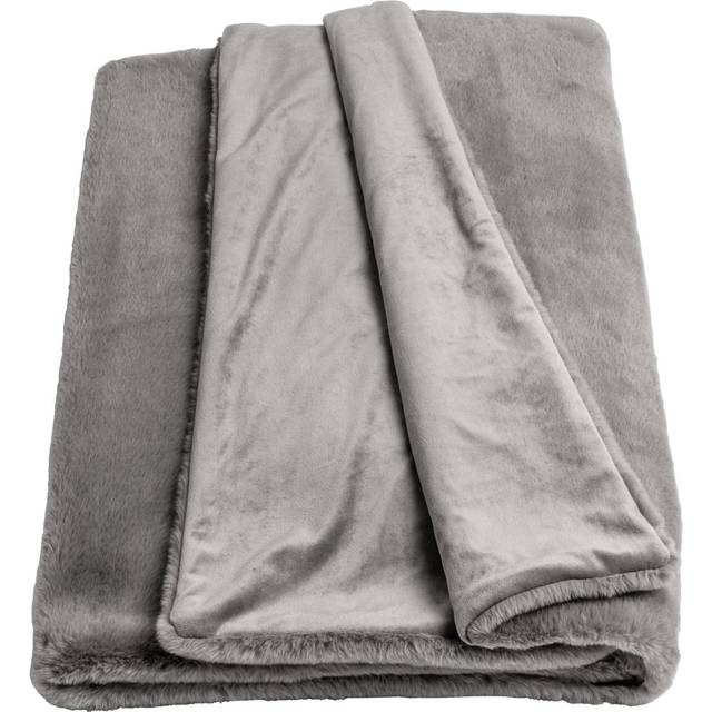 Habitat Faux Fur Plain Throw - Grey - 125x150cm