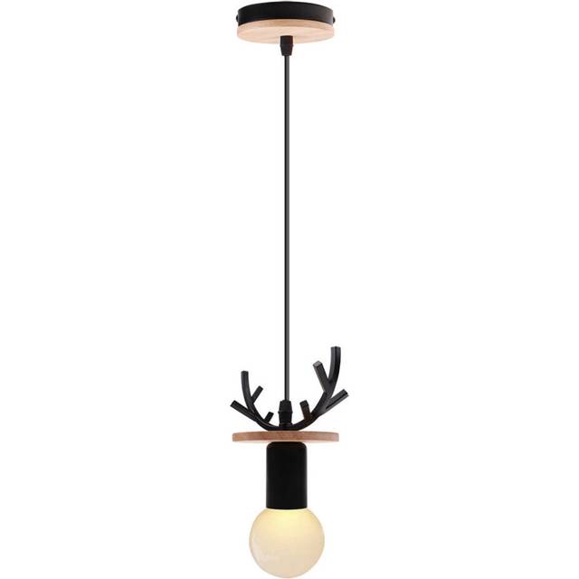 Creative Deer Chandelier Rural Antlers Pendant Light Retro Ceiling Lamp Modern Ceiling Light for Cafe Bar Office Black