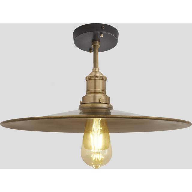 Brooklyn Flat Flush Mount, 15 Inch, Brass, Brass Holder - Bronze - One Size