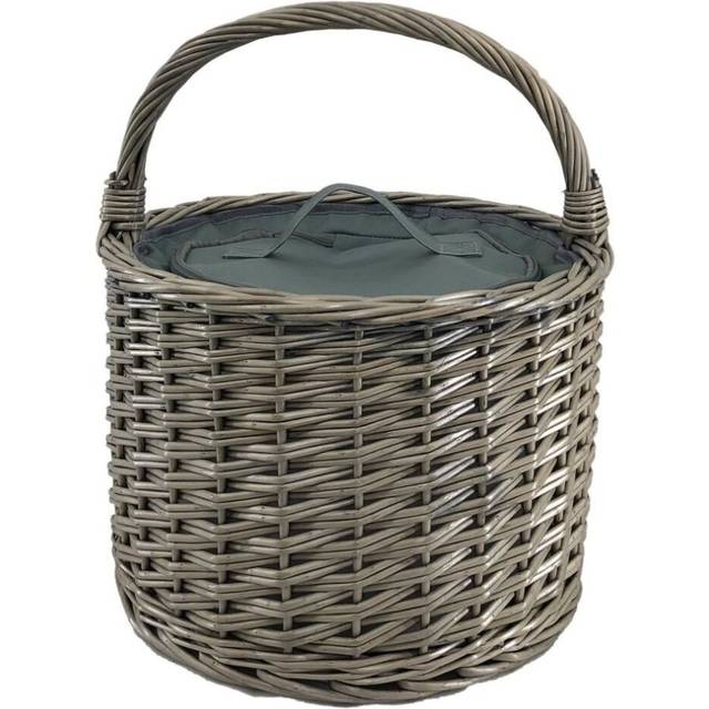 Wicker Round Grey Chiller Picnic Basket - One Size