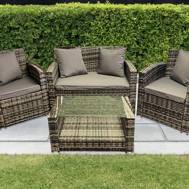 The Wilmslow 4 Seat Rattan Sofa Lounge Set - Grey