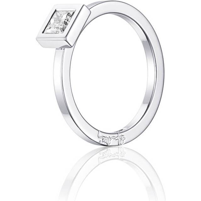 Princess Wedding Thin 040 ct Ring Vitguld 17.50 mm