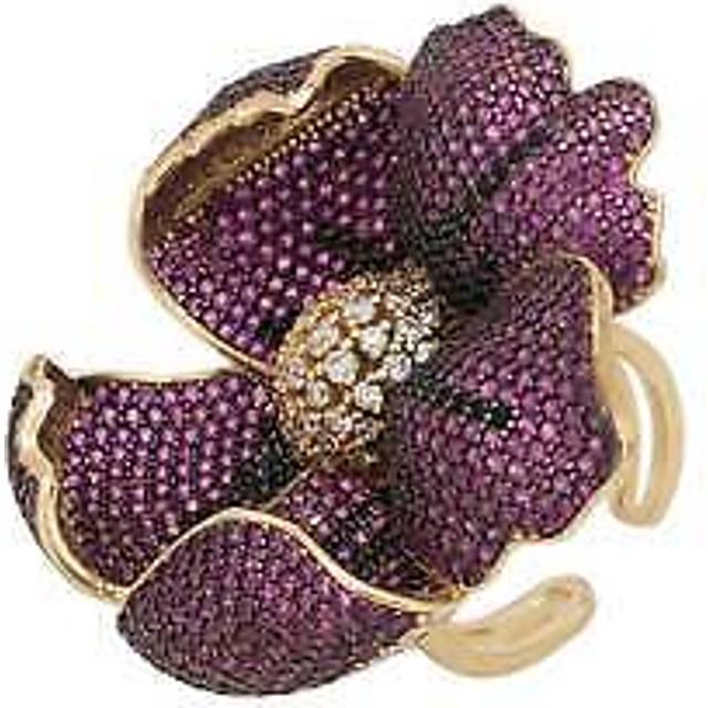 Poppy Flower Red Ring Gold - Pink - One Size