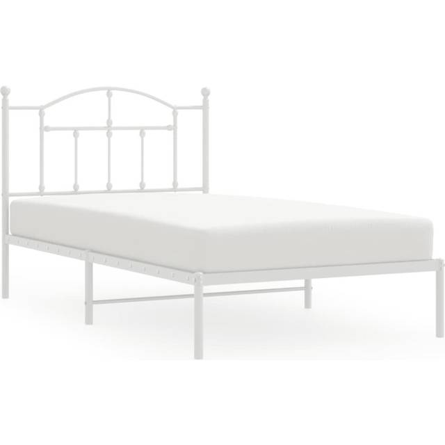 vidaXL Metal Bed Frame without Mattress with Headboard White 100x190cm