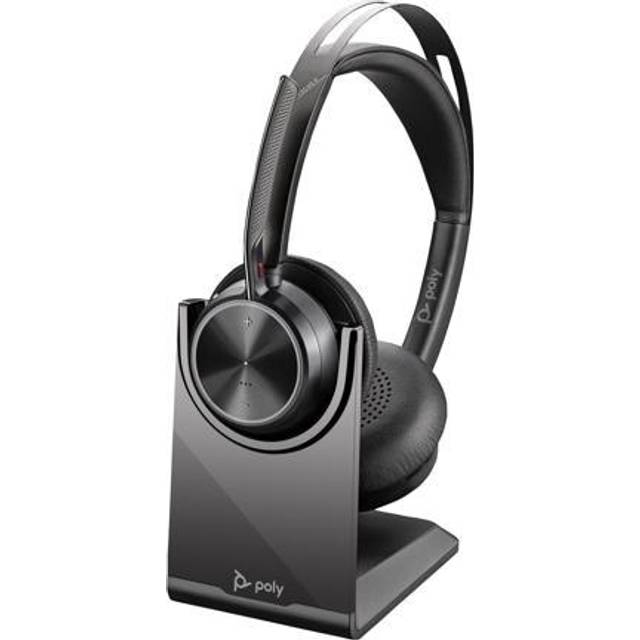 Poly Voyager Focus 2 - Headset - på örat - Bluetooth - trådlös, kabelansluten - aktiv brusradering - USB-C via Bluetooth-adapter - svart