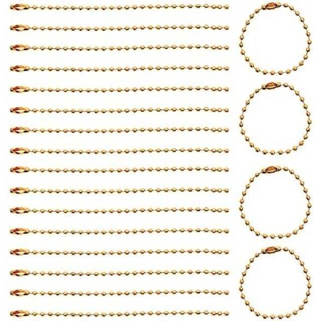 Ball Bead Chain 20PCS 10cm Metal Ball Chains with Connectors for DIY Crafts, Hanging Ornaments, Tags, Keychain, Jewellery Making, 2.4mm of Beads'
