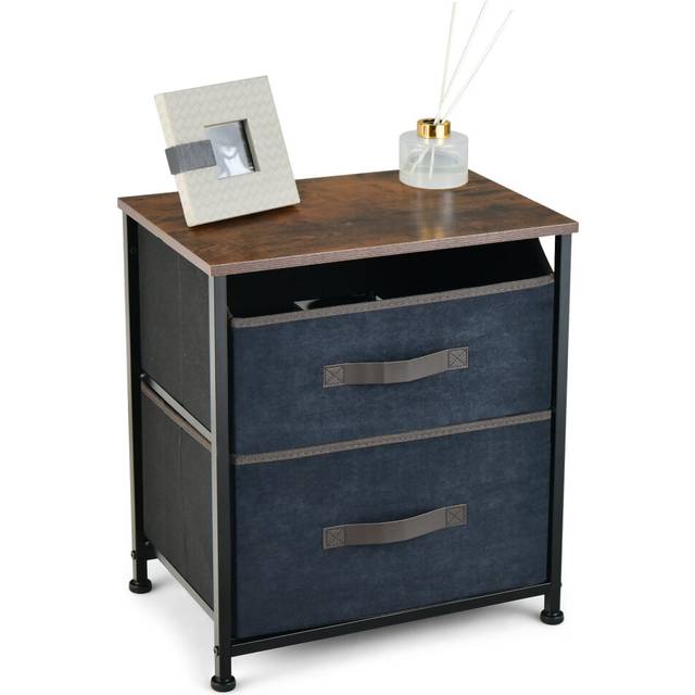 Industrial Nightstand Wood Short Dresser Bedside End Table w/ Drawers
