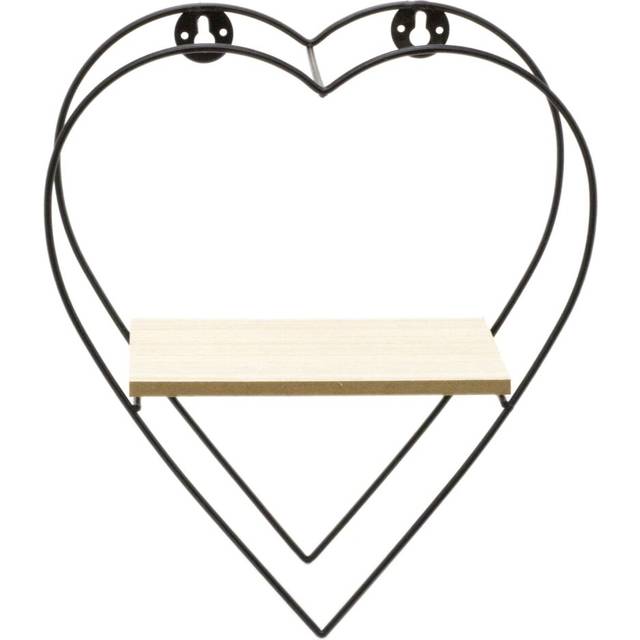 23cm Wire Heart Shaped Wall Shelf | Industrial Black Metal Display Shelf | Wall Mounted Love Heart Shelf