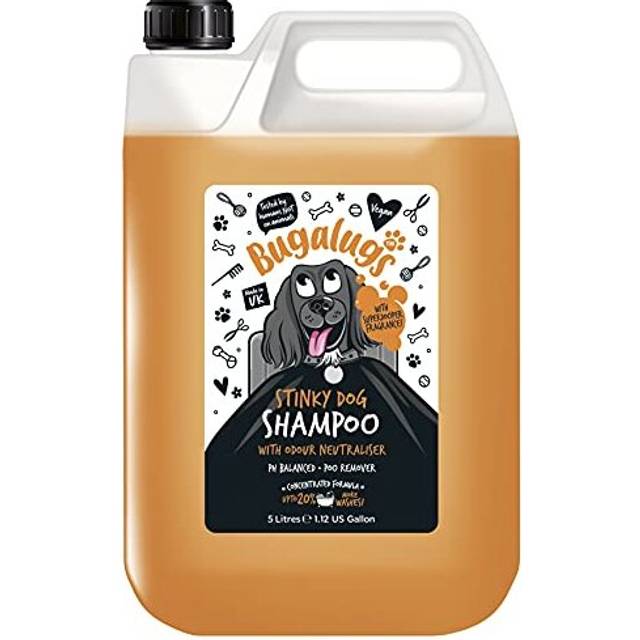 BUGALUGS Stinky Dog Shampoo with odour neutraliser, fox poo shampoo for dogs with dog perfume, vegan dog grooming dog shampoo for sensitive skin