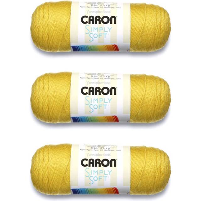 Caron Simply Soft Lemonade Yarn - 3 Pack of 170g/6oz - Acrylic - 4 Medium (Worsted) - 315 Yards - Knitting/Crochet