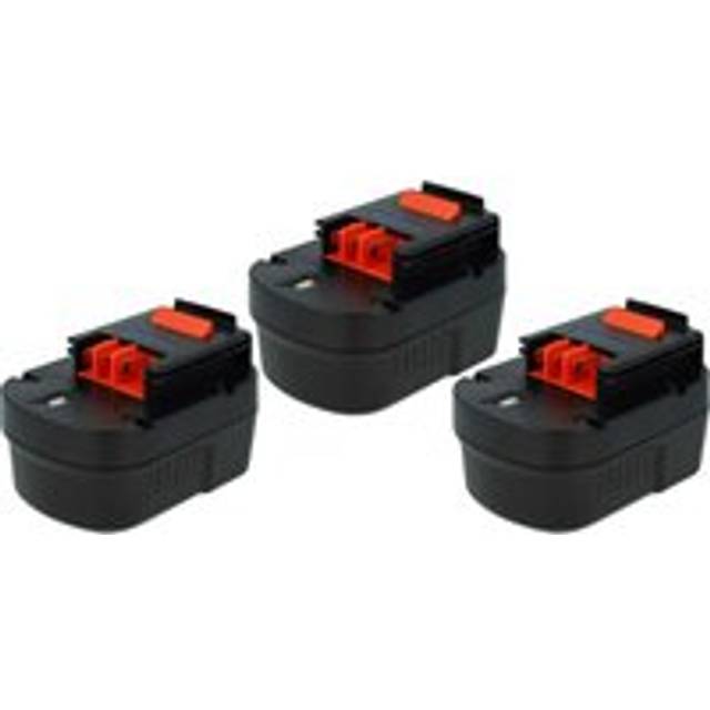 EXTENSILO 3x Battery Replacement for Black & Decker FS120BX, FSB12, HPB12 for Power Tools (3300 mAh, NiMH, 12 V)