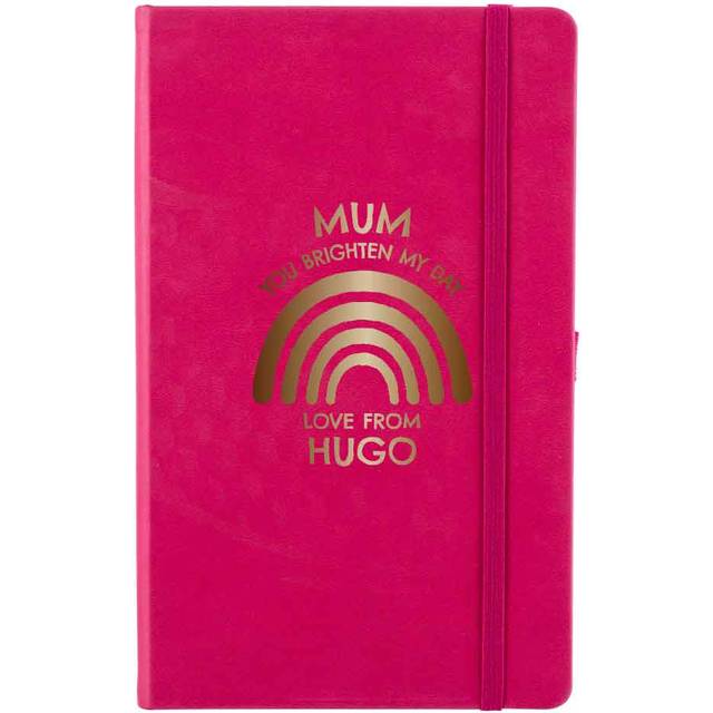 Personalised Rainbow Pink Softcover Notebook With Gold Foil, Pink