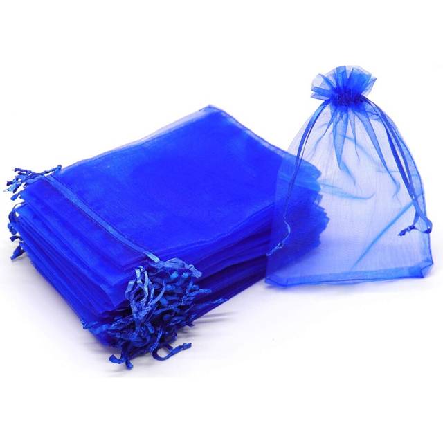 Bezall 100Pcs Organza Bags 5x7 Inch  Royal Blue Wedding Party Favor Bags with Drawstring  Mesh Jewelry Gift Bags Christmas Candy Pouches