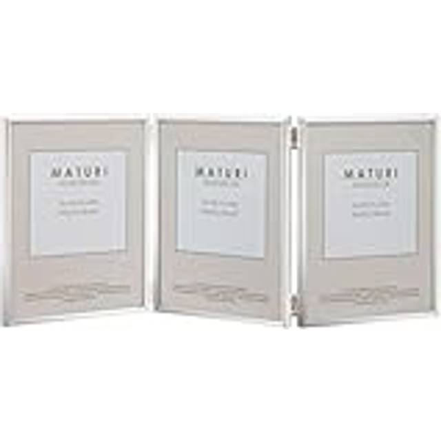 Maturi Silver Plated Triple Photo Frame - Thin Edge Portrait Silver 15cm x 20cm