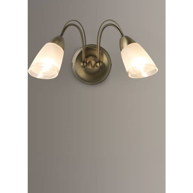 John Lewis Mizar Wall Light, 2 Arm, Antique Brass