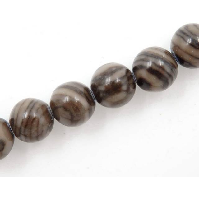 Malahill semiprecious Stone Beads for Jewelry Making, Sold per Bag 5 Strands Inside, Grey Sandalwood Fossil 10mm