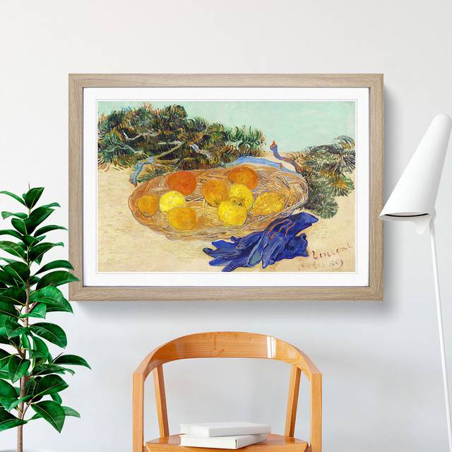 Oranges and Lemons by Vincent Van Gogh - Picture Frame Painting - Oak Framed (27cm H x 36cm W x 2cm D)