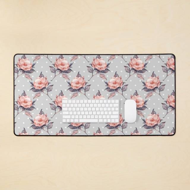 Desk Mat Vintage floral pattern  Large Gaming Mouse Pad 35x16 inch