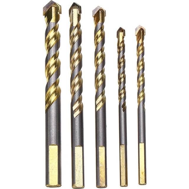 5pcs 6/6/8/10/12mm Multi Purpose Carbide Tipped Drill Bit Set for Masonry Ceramic Tile Wood Metal Concrete Stainless Steel Hole Saw Cutter