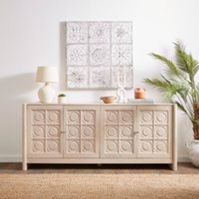 Theodore Extra Wide Sideboard, Mango Wood - Whitewashed Wood